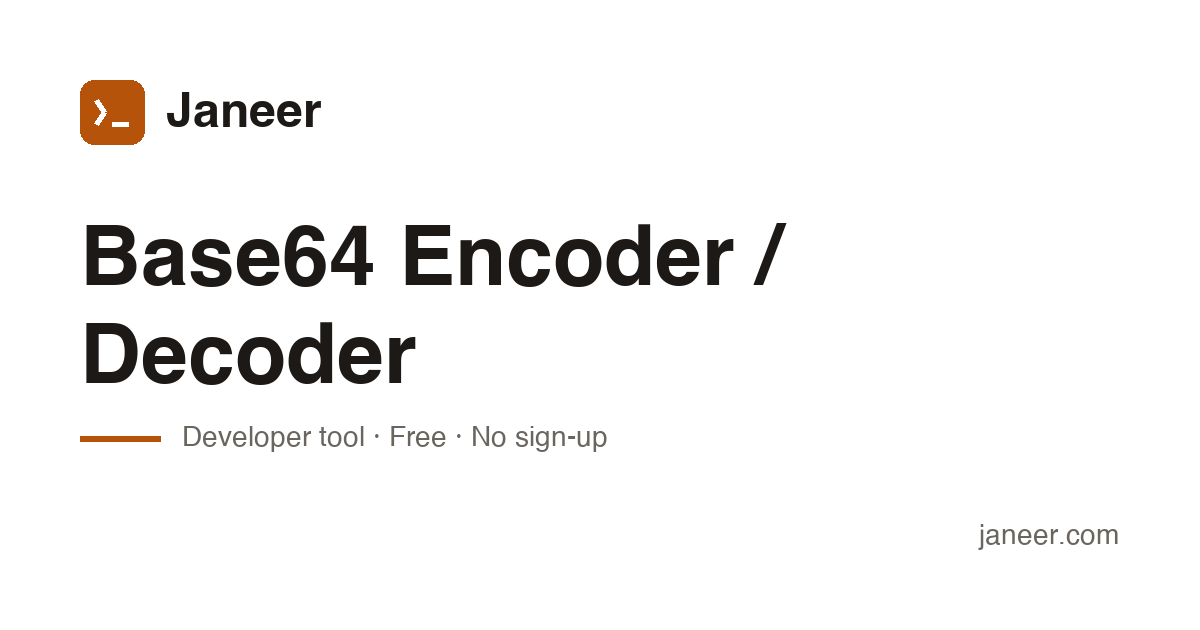 Base64 Encoder / Decoder — Free Online Tool | Janeer